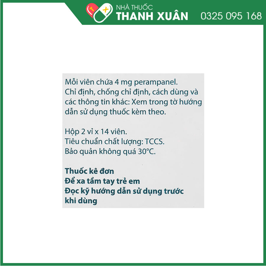 Fycompa 4mg điều trị bổ trợ cơn động kinh